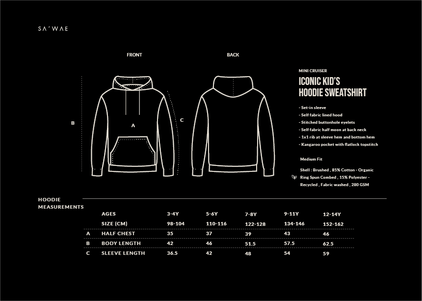 S01 KIDS' HOODIE - MELANESIA (BLACK)